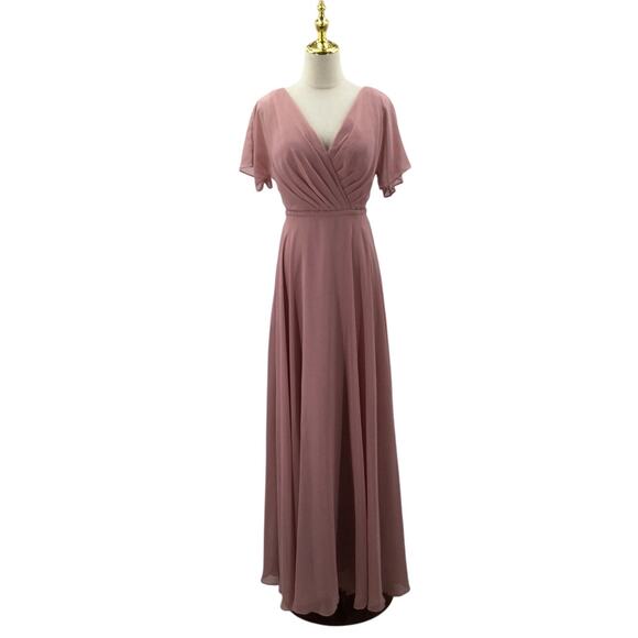 AW BRIDAL BRIDESMAID 6 S Dusty Rose pink Ginny  formal party maxi dress NEW B84 - Picture 3 of 9